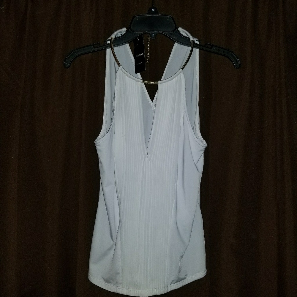 NEW Bebe White Top with Gold Accents Size Medium